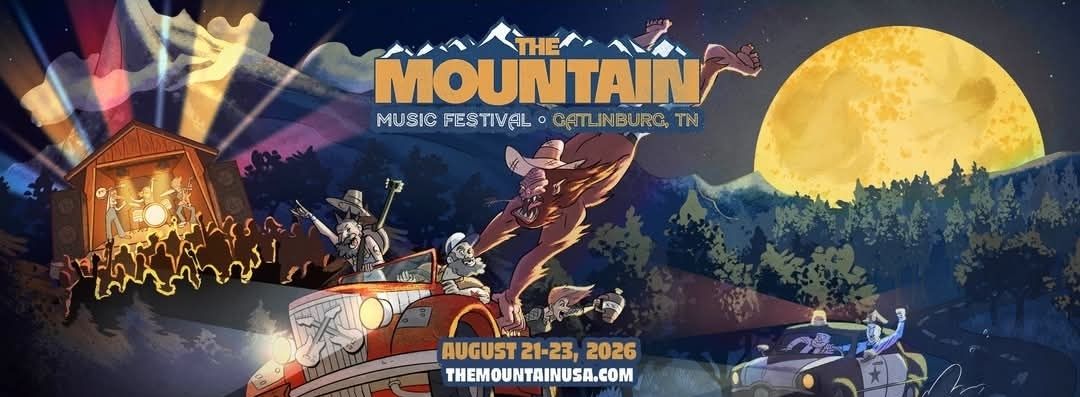 Featured graphic: The Mountain Music Festival 2026 promotional poster for August 21–23 in Gatlinburg, Tennessee.