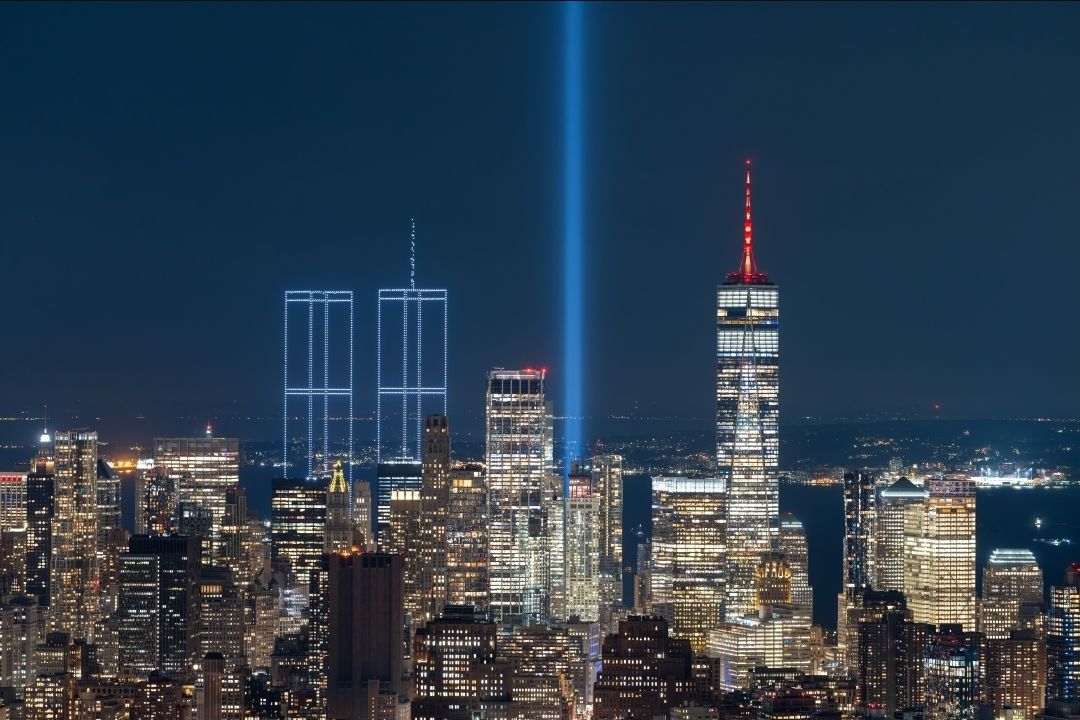 2,977 Lights Rise Over New York Harbor in Tribute to the Lives Lost on 9/11